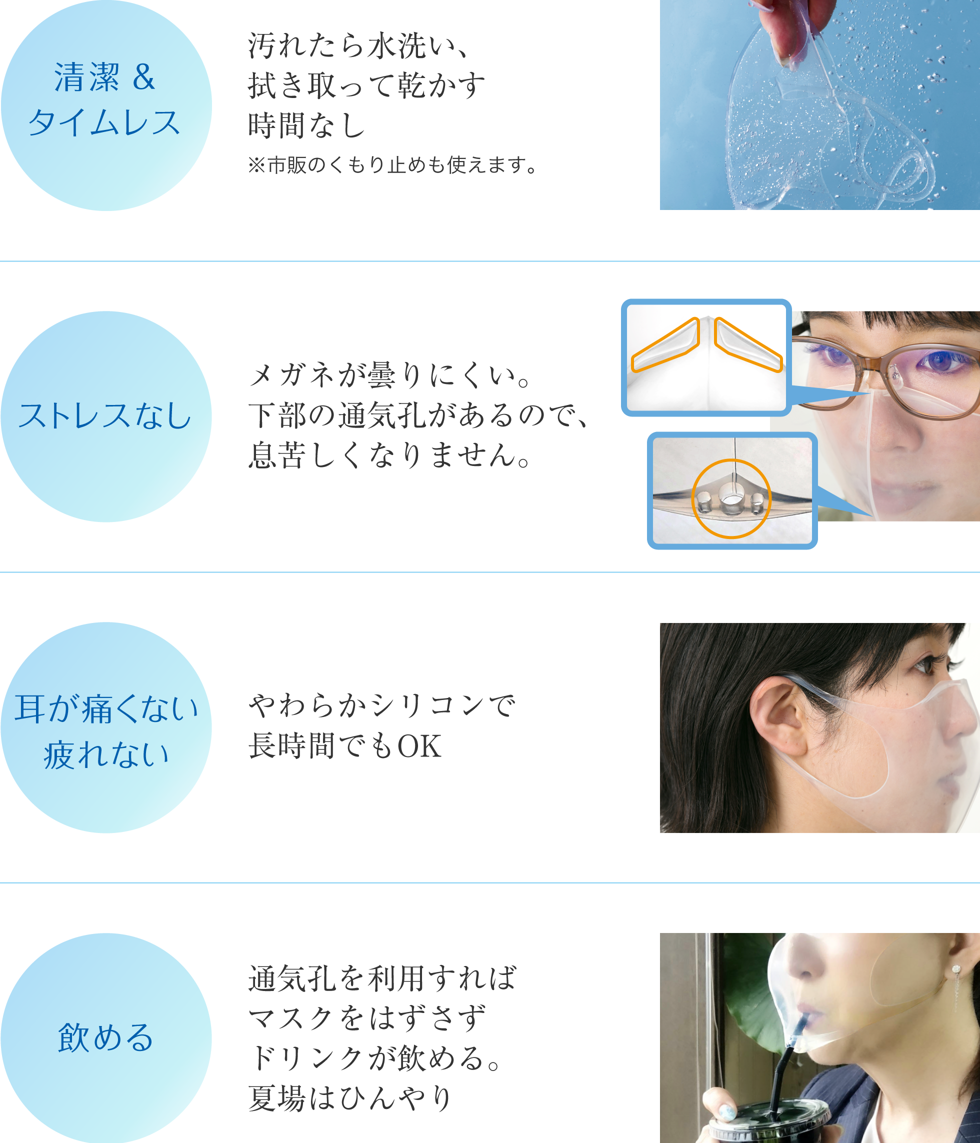 口元を隠さず 笑顔が伝わるマスク 透明マスク Show Me クリアタイプ Mochi A Girl モチアガール